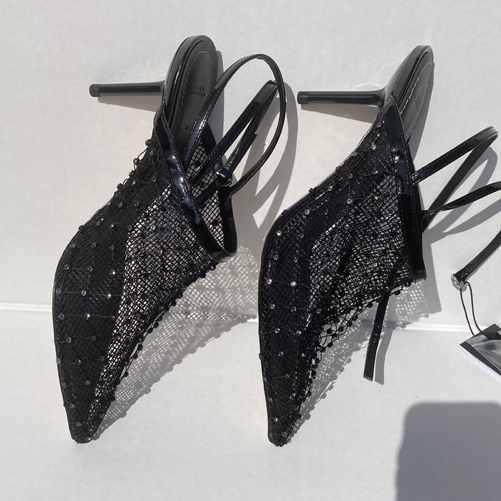 Zara mesh pointy toe pump